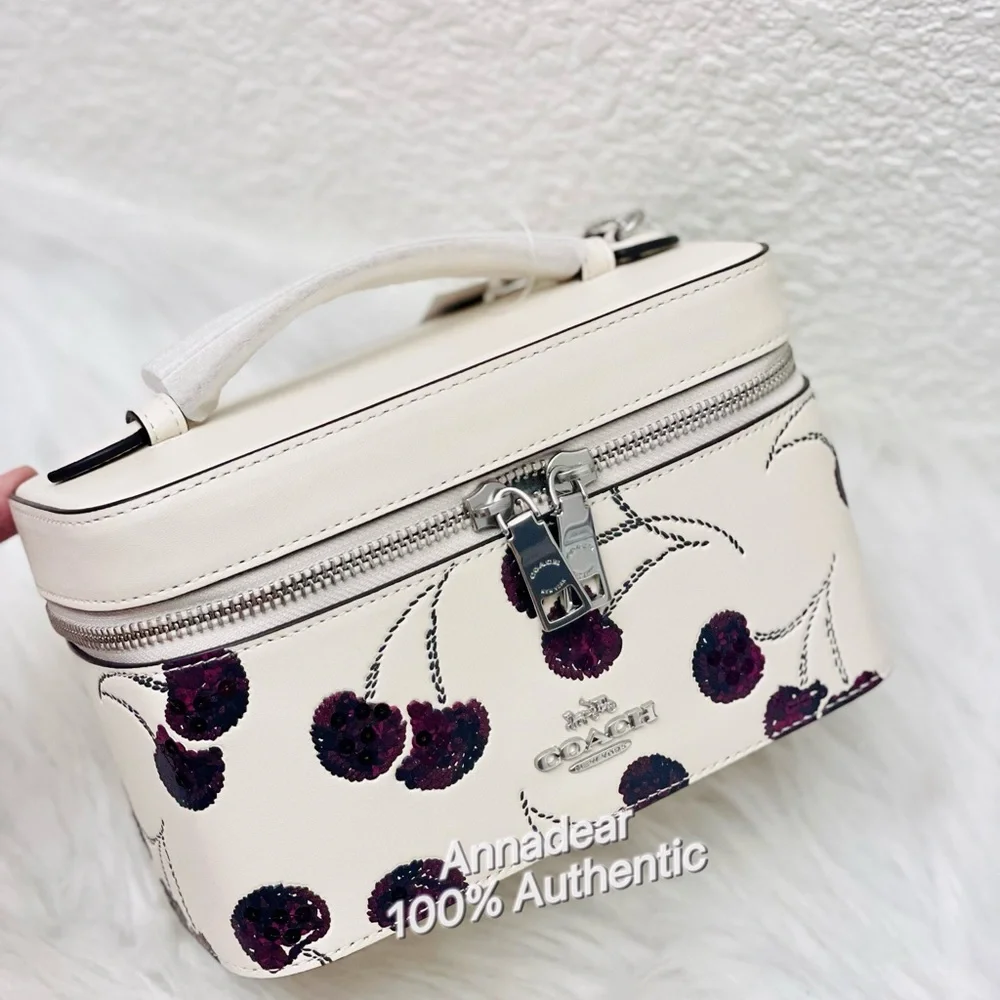NWT Coach Cosmetic Case With Cherry Print in Chalk Multi CDC13 - Picture 3 of 11